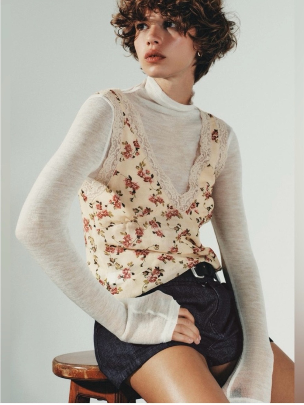 Zara XL Floral Lace-Trim V-Neck Camisole NWT - Picture 2 of 14